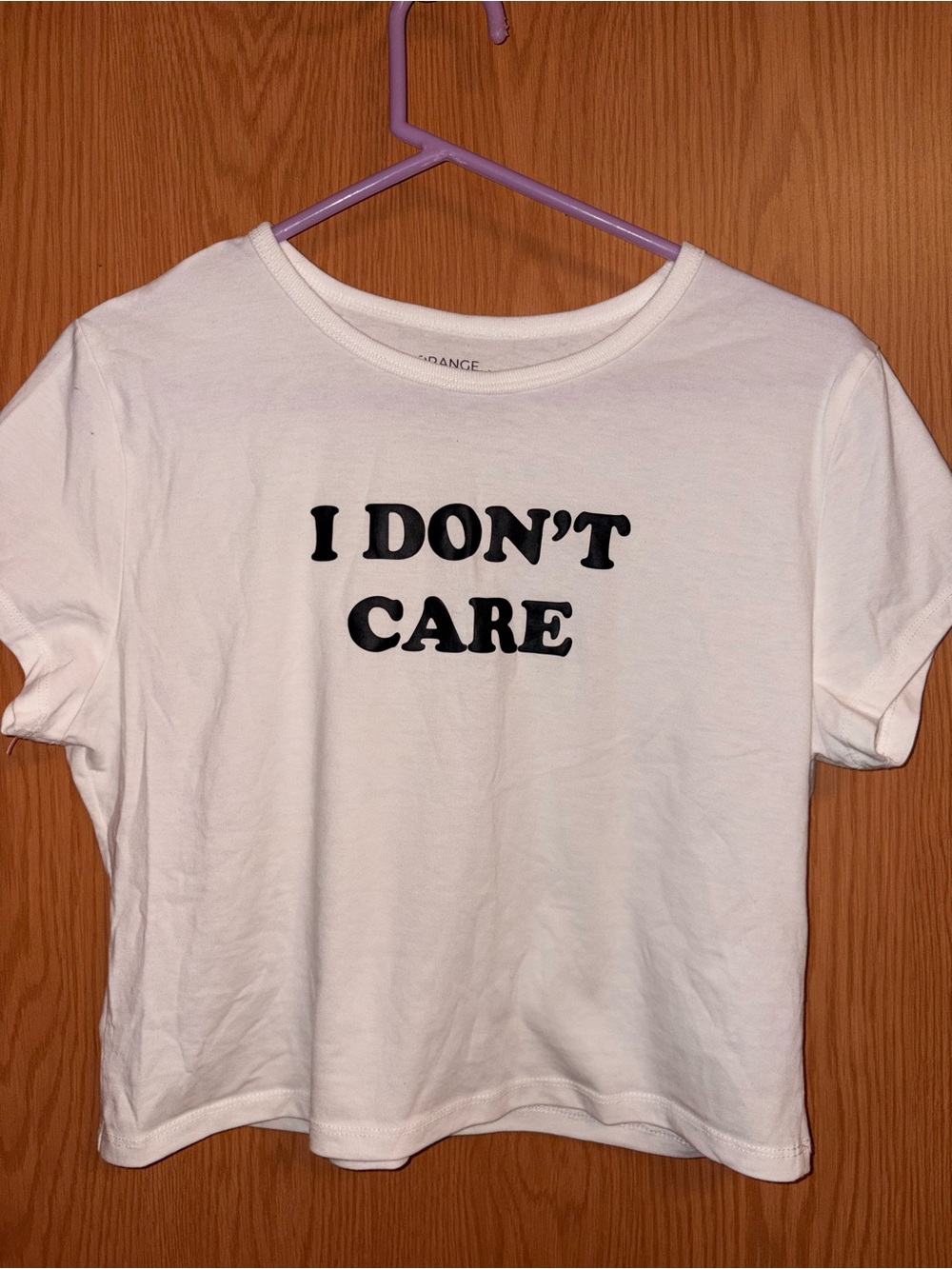 White Graphic Crop Top - I DON'T CARE
